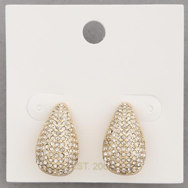 TEARDROP RHINESTONE METAL EARRING