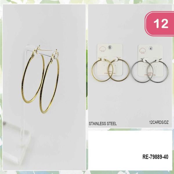 STAINLESS STEEL TEXTURED HOOP EARRING (12 UNITS)