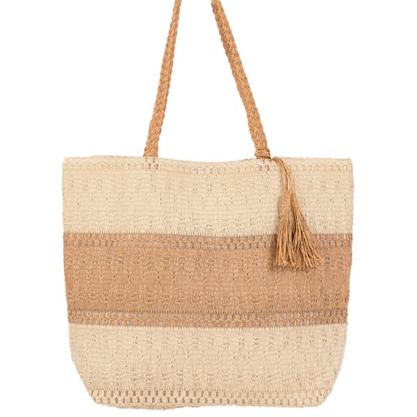 TWO TONE WOVEN STRAW BAG