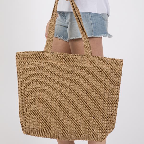 SOLID CROCHET STRAW BAG