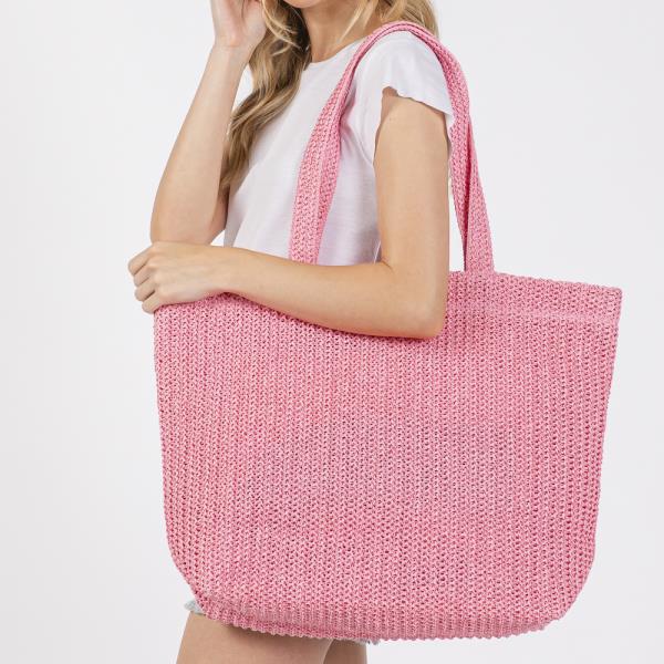 SOLID CROCHET STRAW BAG