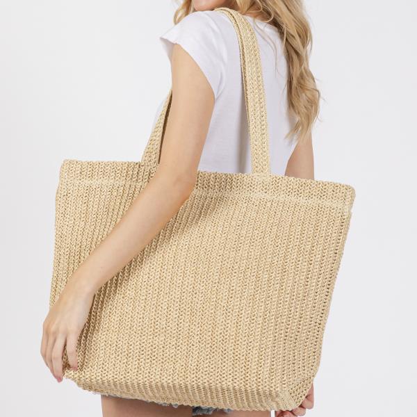 SOLID CROCHET STRAW BAG