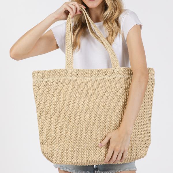 SOLID CROCHET STRAW BAG