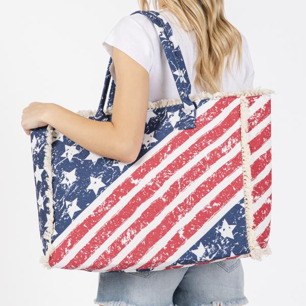 AMERICAN FLAG PATTERN FRINGE BAG