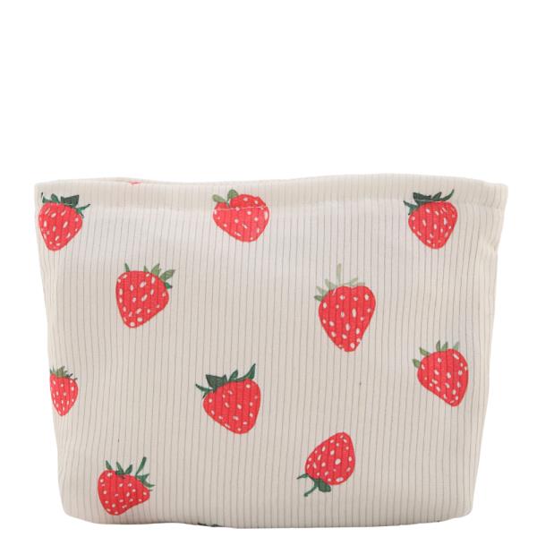 STRAWBERRY PATTERN LINED POUCH