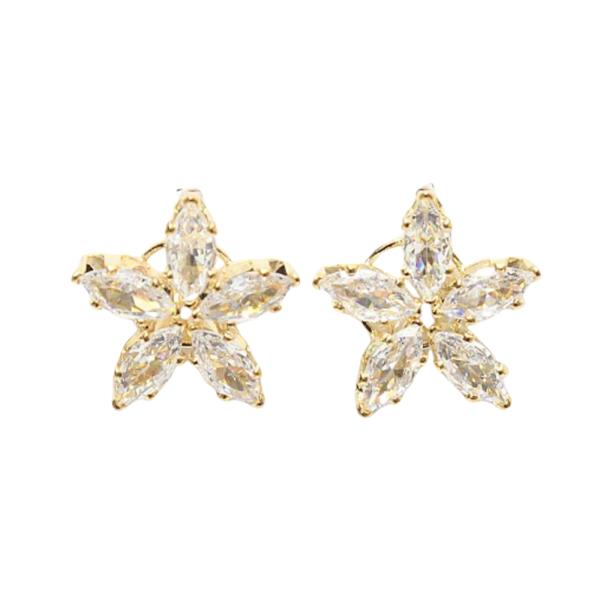 CZ RHINESTONE FLOWER POST EARRING