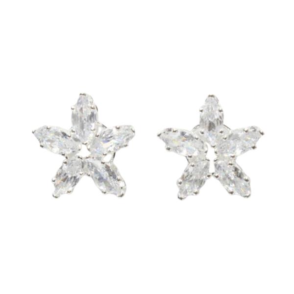 CZ RHINESTONE FLOWER POST EARRING