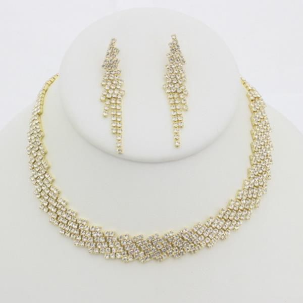 RHINESTONE NECKLACE EARRING SET