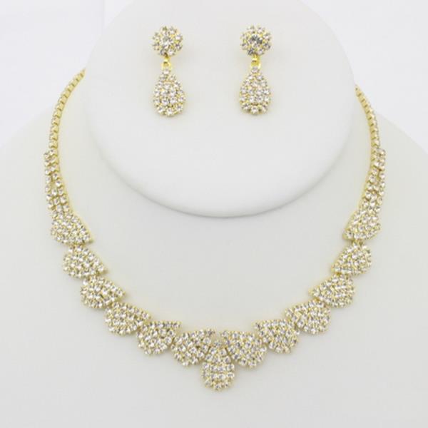 RHINESTONE NECKLACE EARRING SET