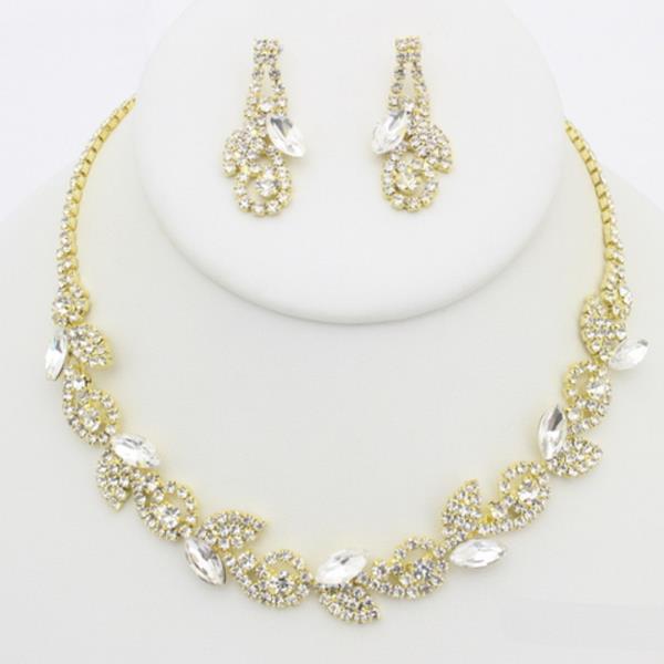 RHINESTONE NECKLACE EARRING SET