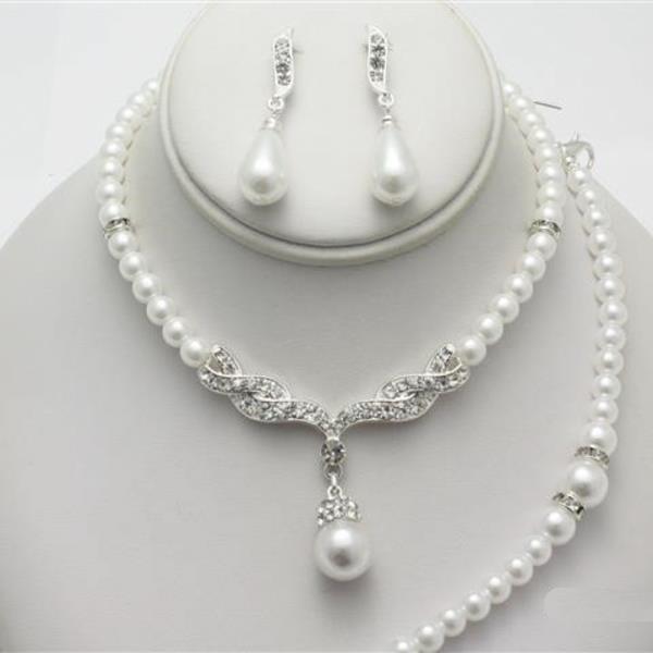 PEARL NECKLACE EARRING BRACELET SET