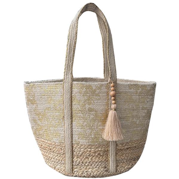 WOVEN TASSEL SHOULDER TOTE BAG