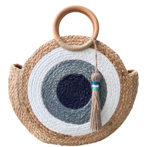 ROUNDED EYE DESIGN TASSEL HANDLE BAG