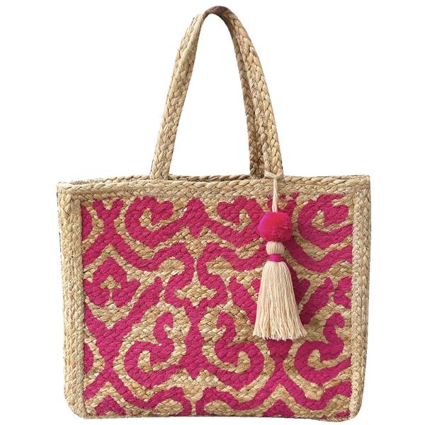 STYLISH DESIGN WOVEN TASSEL SHOULDER TOTE BAG