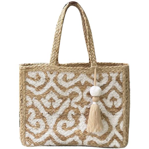 STYLISH DESIGN WOVEN TASSEL SHOULDER TOTE BAG