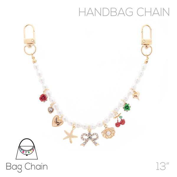 MULTICHARM ON PEARL BAG CHAIN