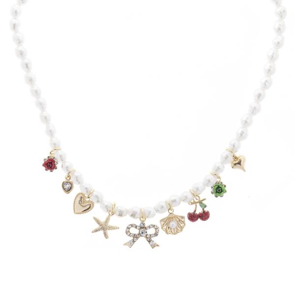 MULTI CHARM PEARL NECKLACE