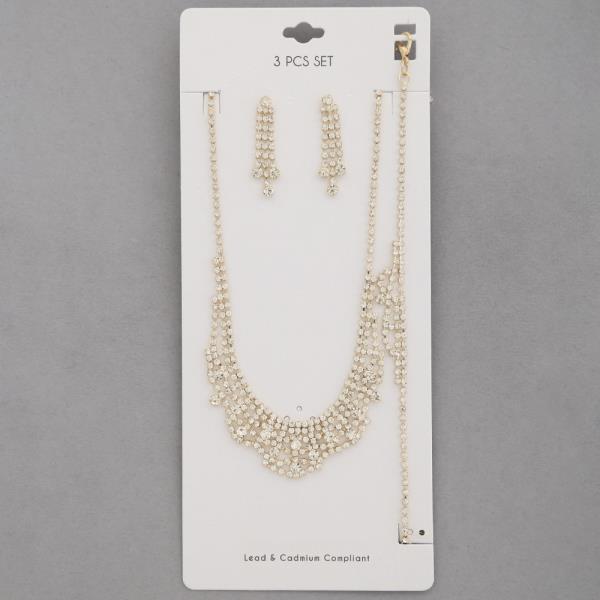 RHINESTONE NECKLACE EARRING BRACELET SET