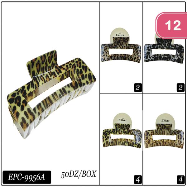 ASSORTED ANIMAL PRINT HAIR CLIP (12 UNITS)