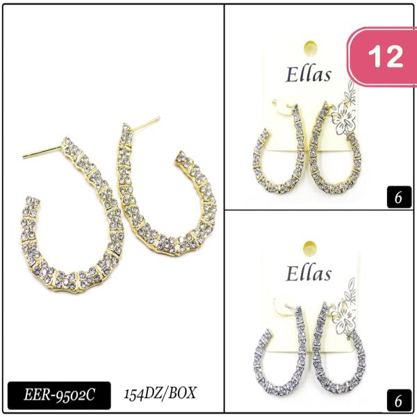 ASSSORTED RHINESTONE TEARDROP EARRINGS (12 UNITS)