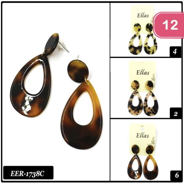 ASSORTED TURTOISE TEAR DROP EARRING (12 UNITS)