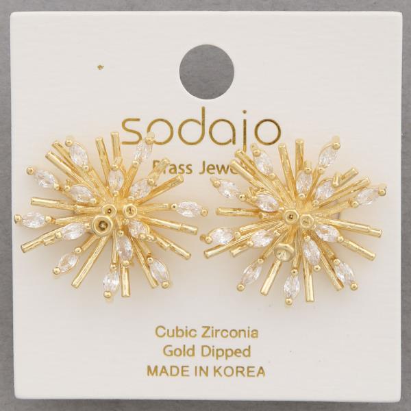 SODAJO CZ GOLD DIPPED FLOWER EARRING