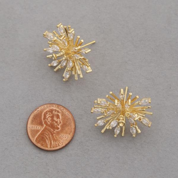 SODAJO CZ GOLD DIPPED FLOWER EARRING