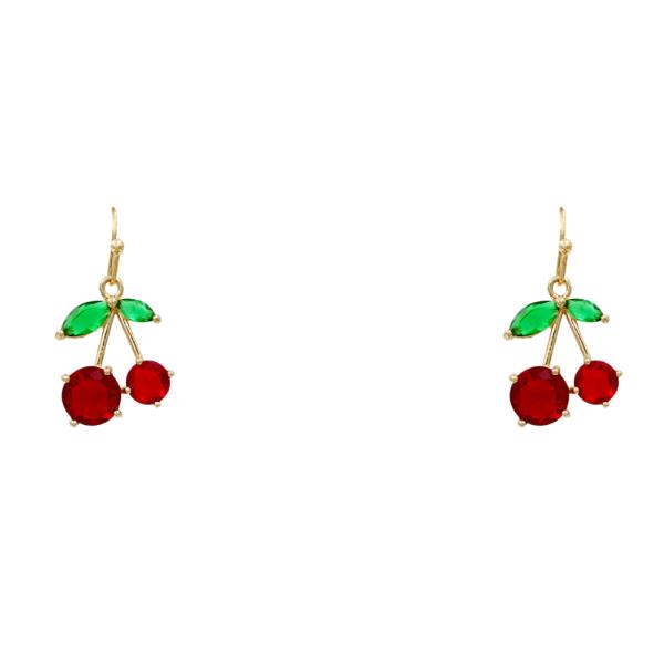 RHINESTONE CHERRY DANGLE EARRING