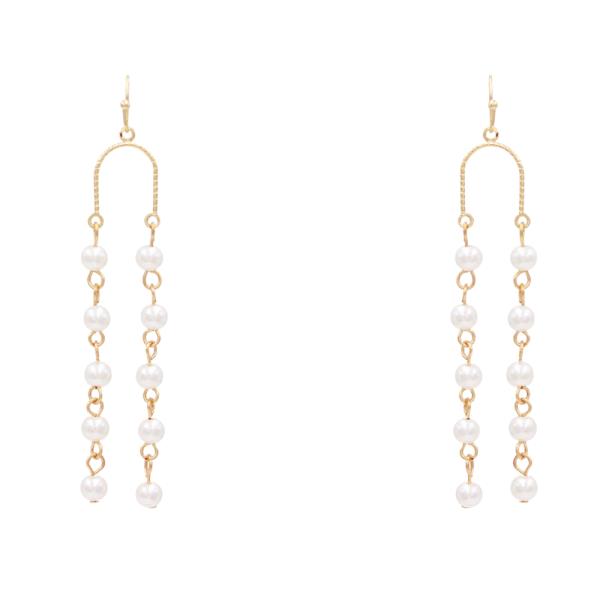 PEARL BEAD LOOP METAL DANGLE EARRING