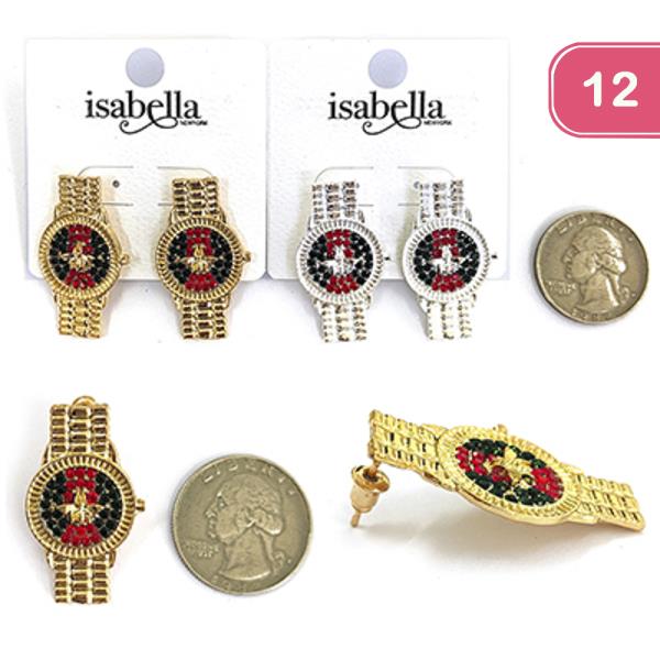 RHINESTONE FASHION WATCH EARRING (12 UNITS)