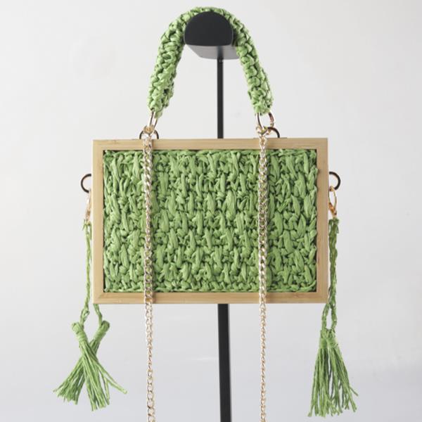 WOVEN CHIC BAMBOO TASSEL CROSSBODY BAG