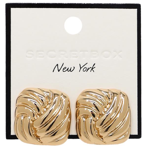 SECRET BOX BOLD SQUARE TEXTURED EARRING