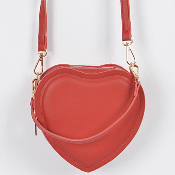 FAUX LEATHER HEART SHAPE CROSSBODY BAG