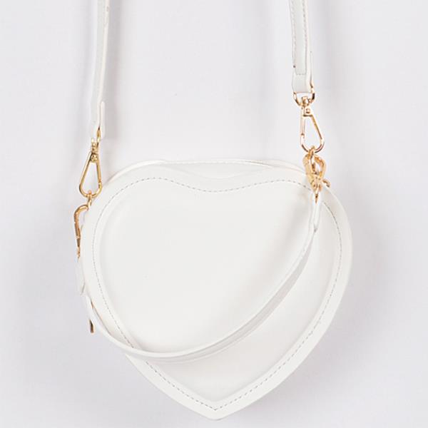 FAUX LEATHER HEART SHAPE CROSSBODY BAG