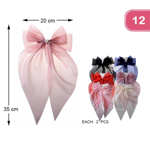 RIBBON HAIR BOW PIN (12 UNITS)