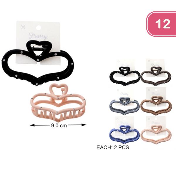 HEART HAIR CLAW JAW CLIP (12 UNITS)