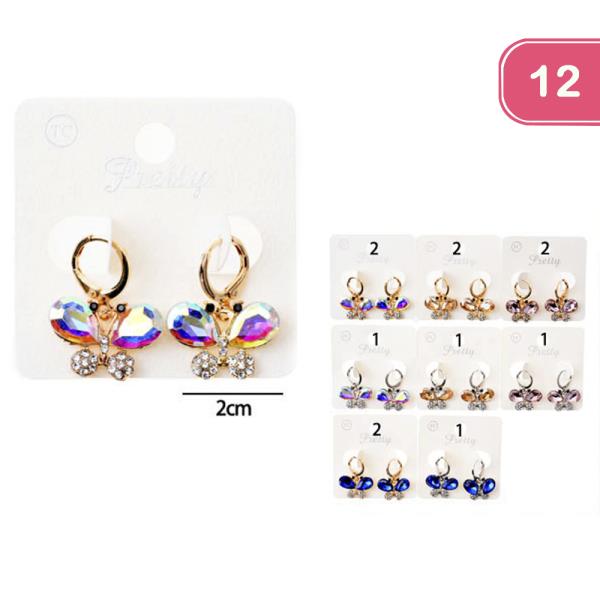 RHINESTONE FLOWER HUGGIE EARRING (12 UNITS)