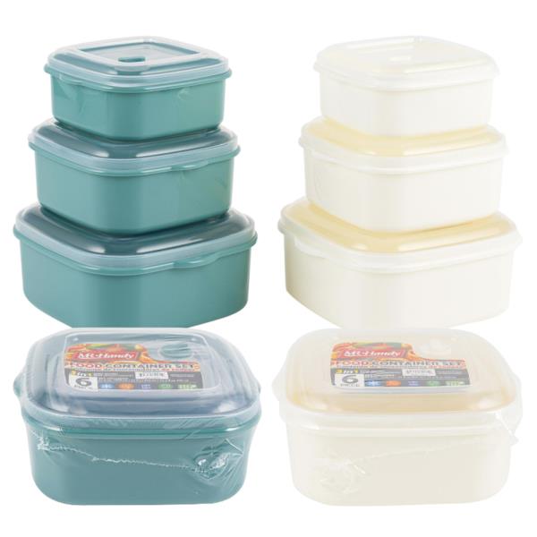 3IN1 MR HANDY FOOD CONTAINER 6PC SET GREEN AND WHITE