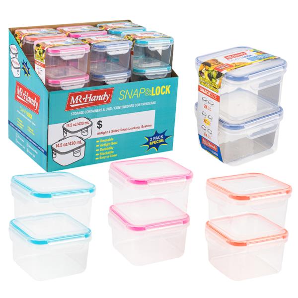 MR HANDY SNAP AND LOCK STORAGE CONTAINERS WITH LIDS