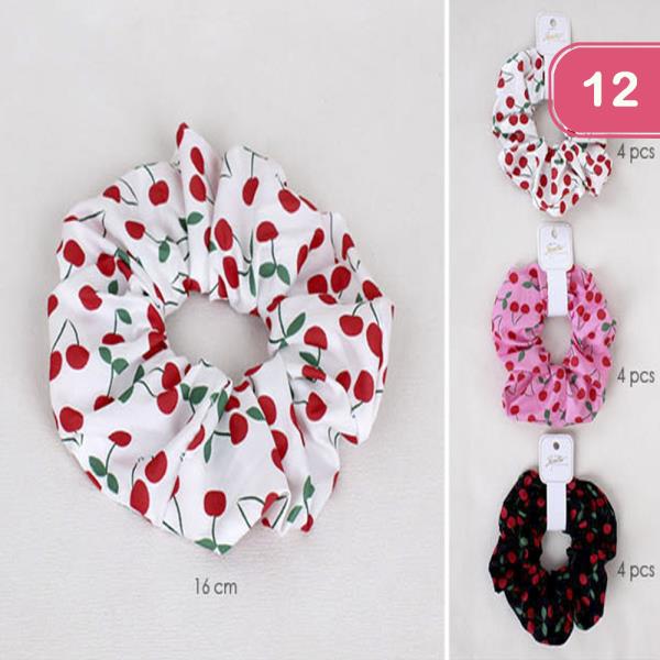 CHERRY SCRUNCHIES HAIR TIE (12 UNITS)