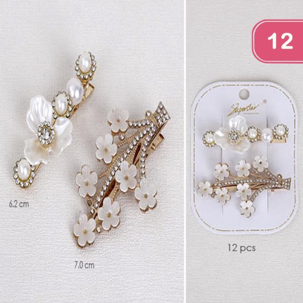 FLOWER PEARL HAIR PIN SET(12 UNITS)