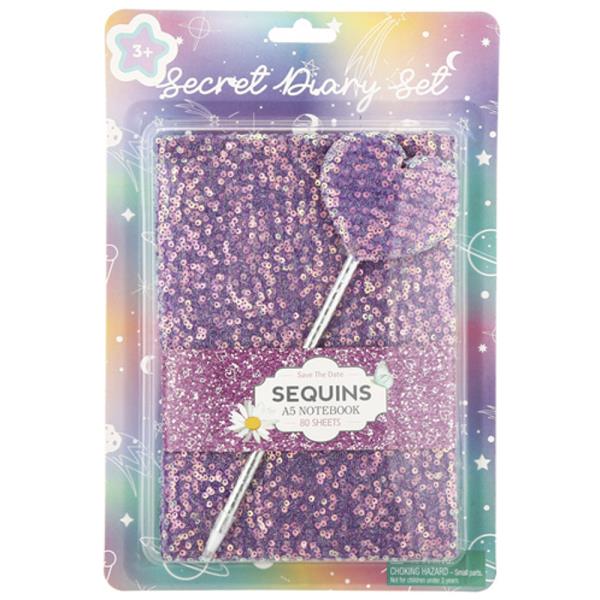 SEQUIN HEART NOTEBOOK PEN SET