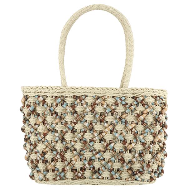 WOVEN MULTI COLOR HANDLE TOTE BAG