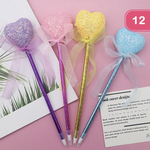 GLITTER HEART PEN (12 UNITS)