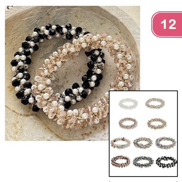 BEAD STRETCH HAIR TIE (12 UNITS)