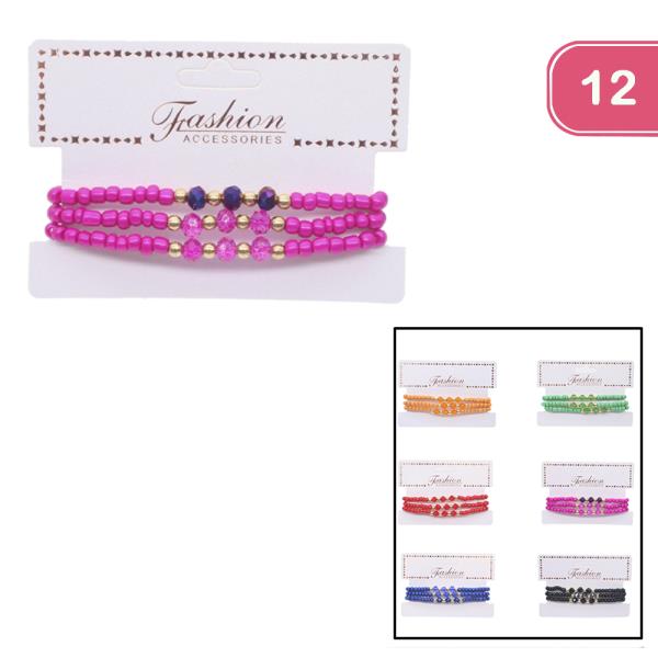 SEED BEAD STERTCH BRACELET SET (12 UNITS)