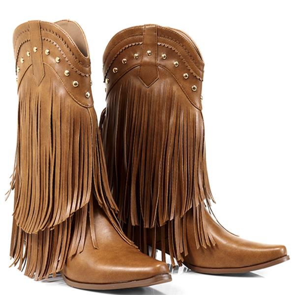 STUDDED FRINGE WESTERN BOOTS 12 PAIRS