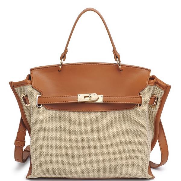 STYLISH WOVEN DESIGN HANDLE SATCHEL BAG