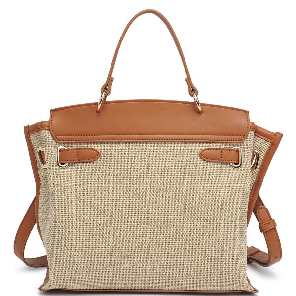 STYLISH WOVEN DESIGN HANDLE SATCHEL BAG