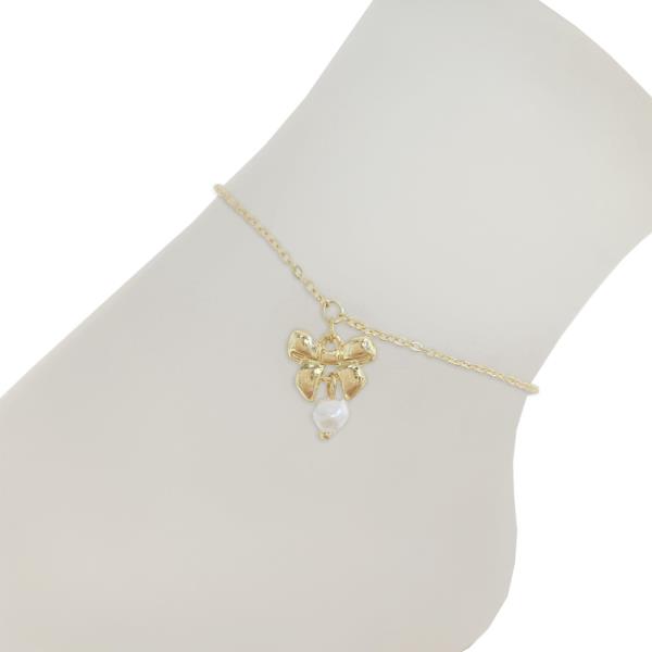 BOW PEARL CHARM ANKLET